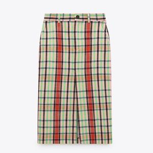 New ZARA Plaid Midi Pencil Skirt